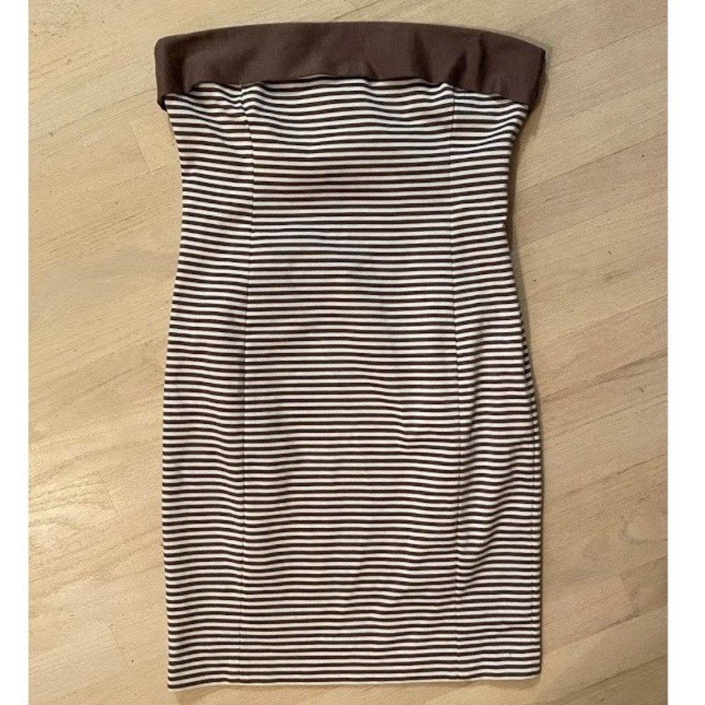 Zara Basic brown stripe dress size Large
